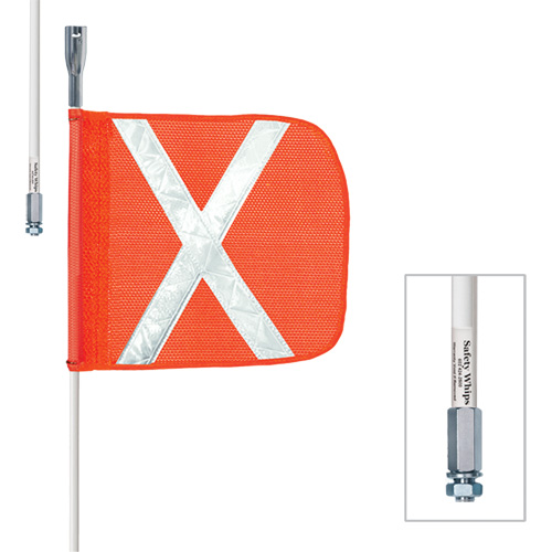 Safety Whip&reg; Heavy-Duty Whips, Threaded Mount, 3' High, Orange Waymarc Industries Inc