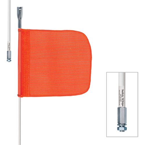 Safety Whip&reg; Heavy-Duty Whips, Threaded Mount, 10' High, Orange Waymarc Industries Inc