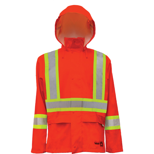 Vestes de s&eacute;curit&eacute; imperm&eacute;ables ignifuges haute visibilit&eacute; en polyur&eacute;thane, Petit, Orange haute visibilit&eacute; Waymarc Industries Inc