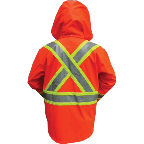Vestes de s&eacute;curit&eacute; imperm&eacute;ables ignifuges haute visibilit&eacute; en polyur&eacute;thane, Petit, Orange haute visibilit&eacute; Waymarc Industries Inc