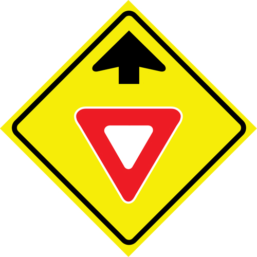 Enseigne enroulable de circulation  Yield Ahead , 36" x 36", Vinyle, Pictogramme Waymarc Industries Inc