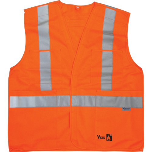 Vestes de s&eacute;curit&eacute; ignifug&eacute;es, Orange haute visibilit&eacute;, Moyen/Petit, Polyester Waymarc Industries Inc