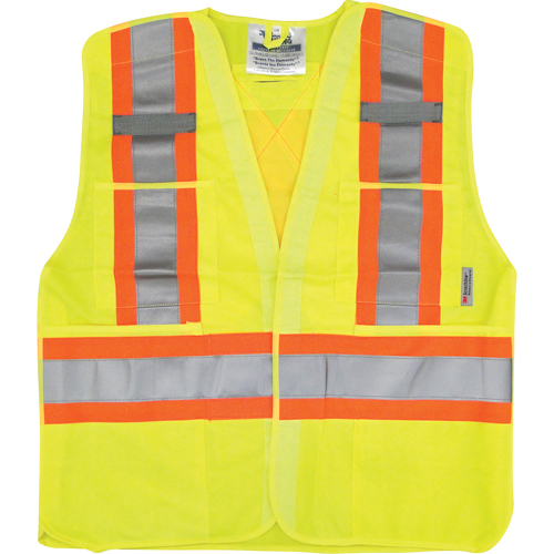 Traffic Safety Vest, High Visibility Lime-Yellow, Medium/Small, Polyester Waymarc Industries Inc