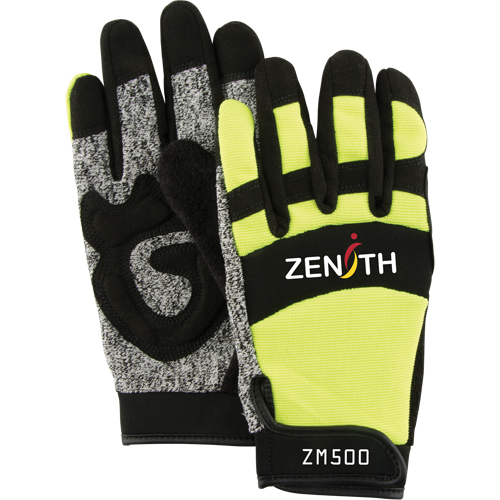 ZM500 High-Visibility Cut-Resistant Mechanic's Gloves, HPPE Palm, Size Large Waymarc Industries Inc