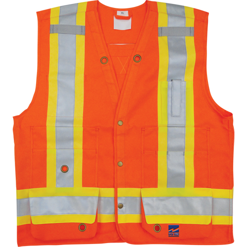 Surveyor Safety Vest, High Visibility Orange, Small, Polyester Waymarc Industries Inc
