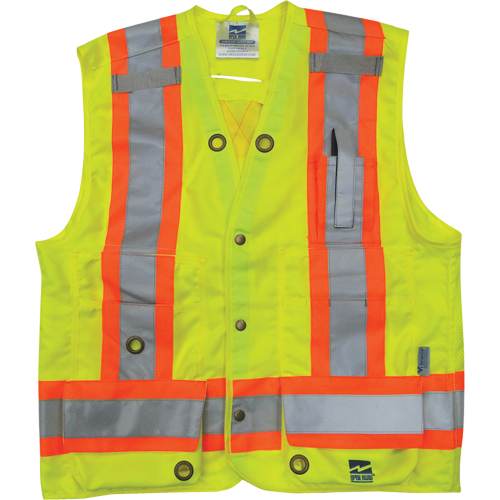 Surveyor Safety Vest, High Visibility Lime-Yellow, Small, Polyester Waymarc Industries Inc