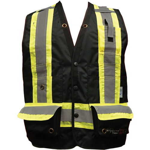 Fire Retardant Surveyor Safety Vest, Black, Small, Polyester Waymarc Industries Inc