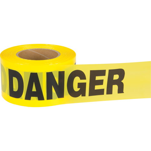 "Danger" Barricade Tape, Bilingual, 3" W x 1000' L, 2.5 mils, Black on Yellow Waymarc Industries Inc