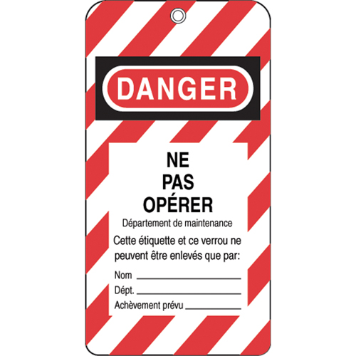 Lockout Tags, Plastic, 3" W x 5-3/4" H, French Waymarc Industries Inc