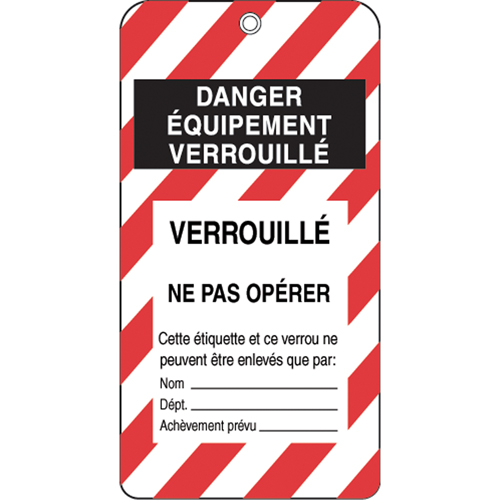 &eacute;tiquettes de verrouillage, Plastique, 3" la x 5-3/4" h, Français Waymarc Industries Inc