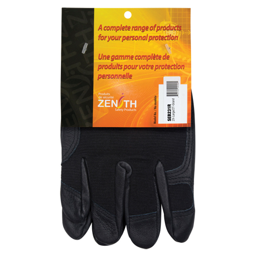 ZM300 Mechanic's Gloves, Grain Leather Palm, Size 2X-Large Waymarc Industries Inc