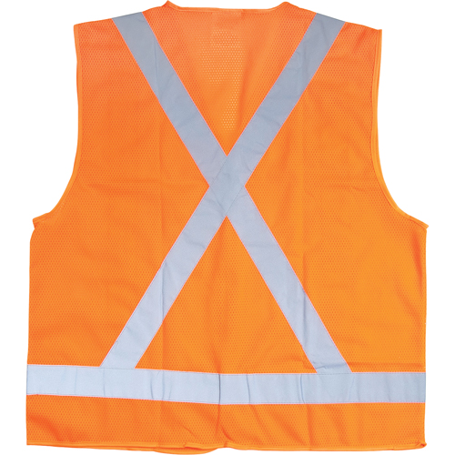 Traffic Safety Vest, High Visibility Orange, Medium, Polyester Waymarc Industries Inc