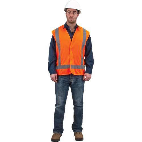 Traffic Safety Vest, High Visibility Orange, Medium, Polyester Waymarc Industries Inc