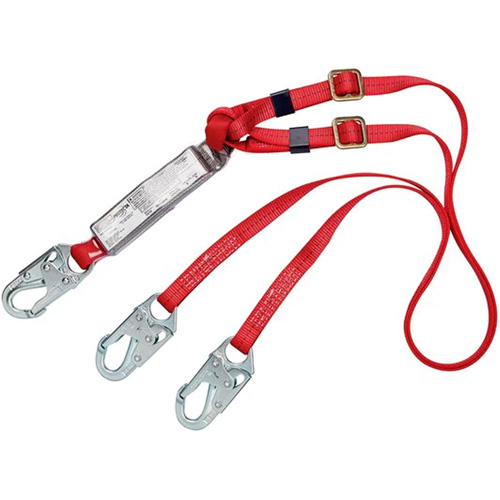PRO Shock-Absorbing Lanyard, 6', Snap Hook Center, Snap Hook Leg Ends, Polyester Waymarc Industries Inc