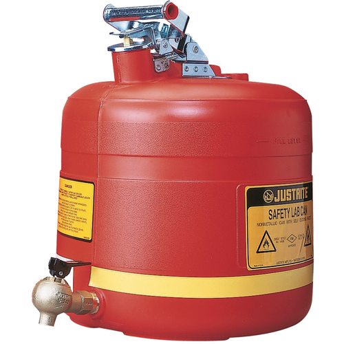 Bidon avec robinet s&eacute;curitaires pour laboratoires, Type I, Acier, 5 gal. US, Rouge, Homologu&eacute; FM Waymarc Industries Inc