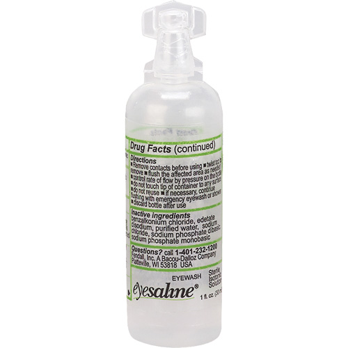 Saline Eyewash Bottles, Full Bottle, 1 oz. Waymarc Industries Inc