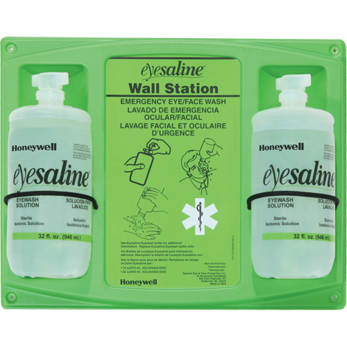 Support mural pour solution saline de douche oculaire, Double Waymarc Industries Inc