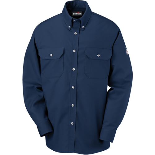 Flame-Resistant Cool Touch&reg; 2 Button Front Deluxe Shirts, Small, Navy Blue Waymarc Industries Inc