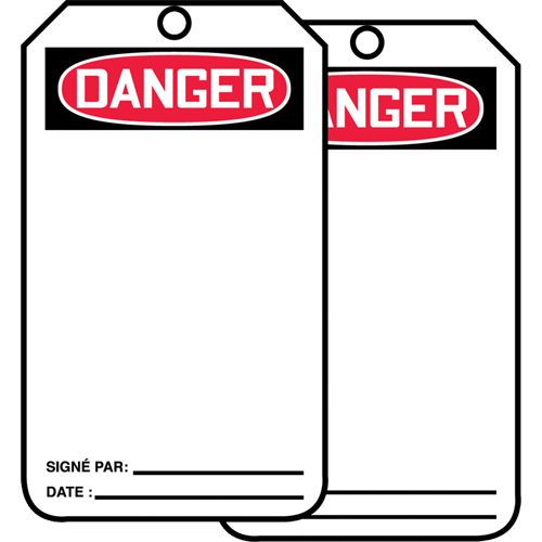 &eacute;tiquettes de s&eacute;curit&eacute; avec ent&ecirc;te vierge, Papier cartonn&eacute;, 3-1/8" la x 5-7/8" h, Français Waymarc Industries Inc