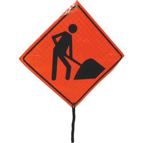 Men At Work Rolled Sign, 24" x 24", Vinyl, Pictogram Waymarc Industries Inc