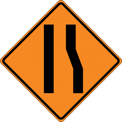 Panneau de construction enroulable - Tilt-Adjust prenez la voie de gauche, 36" x 36", Vinyle, Pictogramme Waymarc Industries Inc