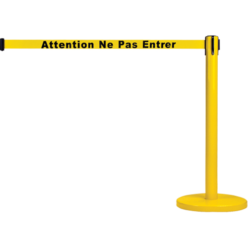 Free-Standing Crowd Control Barrier, Steel, 35" H, Yellow Tape, 7' Tape Length Waymarc Industries Inc