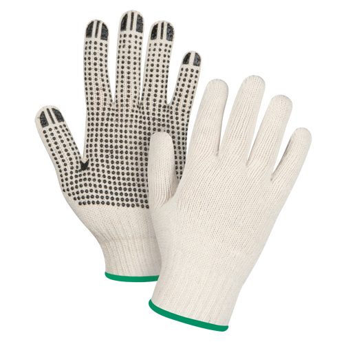 Gants l&eacute;gers tricot&eacute;s &agrave; pois, Poly/coton, Un c&ocirc;t&eacute;, Calibre 7, Moyen Waymarc Industries Inc