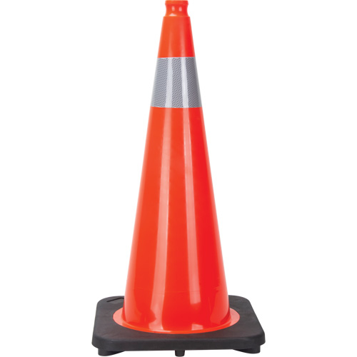 C&ocirc;ne de signalisation, 28", Orange, Bande(s) r&eacute;fl&eacute;chissante(s) 4" Waymarc Industries Inc