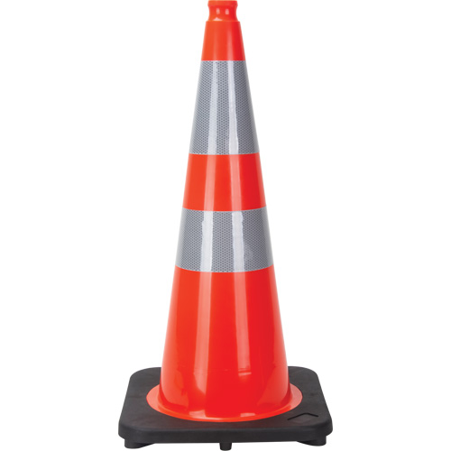 Traffic Cone, 28", Orange, 4" & 6" Reflective Collar(s) Waymarc Industries Inc