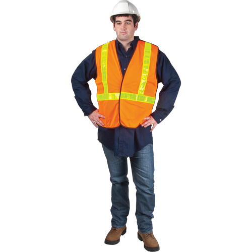 5-Point Tear-Away Traffic Safety Vest, High Visibility Orange, Medium, Polyester Waymarc Industries Inc