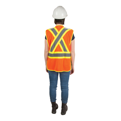 Veste d'arpenteur haute visibilit&eacute;, conforme &agrave; la CSA, Orange haute visibilit&eacute;, T-Grand, Polyester Waymarc Industries Inc