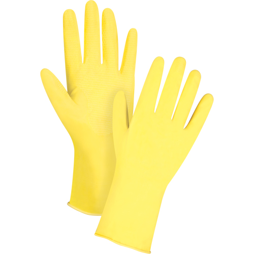Canary Yellow Chemical-Resistant Gloves, Size 10, 12" L, Latex, Flock-Lined Inner Lining, 15-mil Waymarc Industries Inc