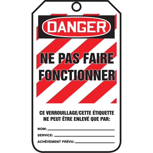 &eacute;tiquettes de verrouillage, Plastique, 3-3/8" la x 5-5/8" h, Français Waymarc Industries Inc