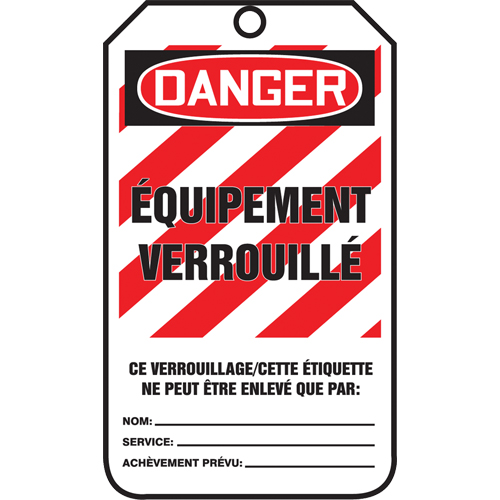 &eacute;tiquettes de verrouillage, Papier cartonn&eacute;, 3-3/8" la x 5-7/8" h, Français Waymarc Industries Inc