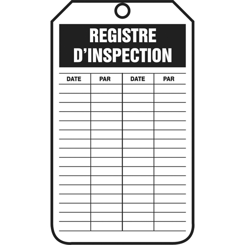 &eacute;tiquettes de s&eacute;curit&eacute; d'inspection et de contr&ocirc;le de l'&eacute;tat de l'&eacute;quipement, Papier cartonn&eacute;, 3-1/8" la x 5-7/8" h, Français Waymarc Industries Inc