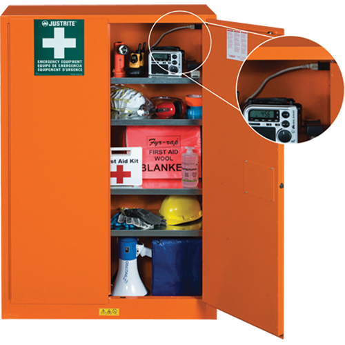 Emergency Preparedness Storage Cabinets, Steel, 4 Shelves, 65" H x 43" W x 18" D, Orange Waymarc Industries Inc