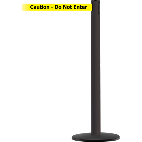 Montant pour syst&egrave;me Advance TensaBarrier, Acier, 36" h, Ruban Noir/Jaune, Longueur du ruban 7,5' Waymarc Industries Inc