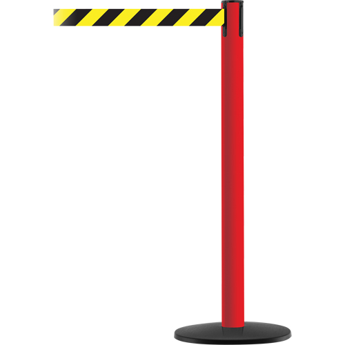 Advance TensaBarrier&reg; Barrier Post, Steel, 36" H, Black/Yellow Tape, 7.5' Tape Length Waymarc Industries Inc