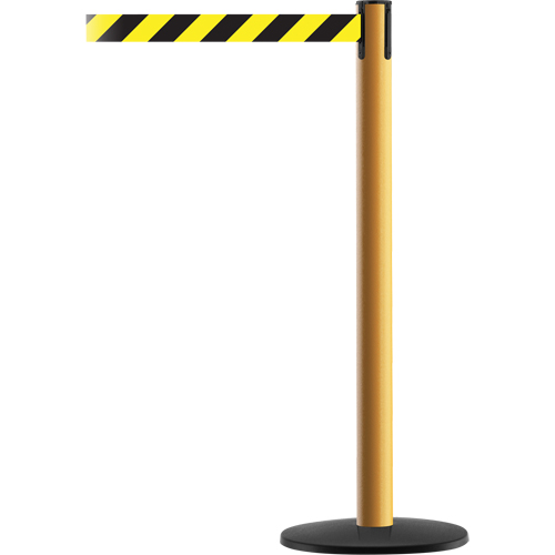 Advance TensaBarrier&reg; Barrier Post, Steel, 36" H, Black/Yellow Tape, 7.5' Tape Length Waymarc Industries Inc
