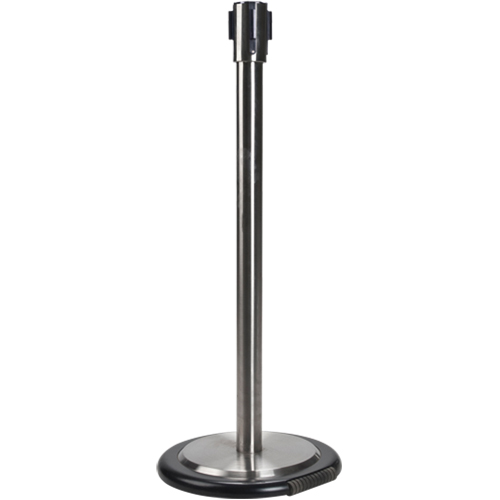 Free-Standing Crowd Control Barrier Receiver Post With Wheels, 35" High, Stainless Waymarc Industries Inc