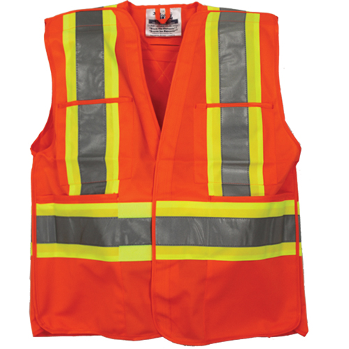 Veste de s&eacute;curit&eacute; pour arpenteur, Orange haute visibilit&eacute;, 4T-Grand/5T-Grand, Polyester Waymarc Industries Inc