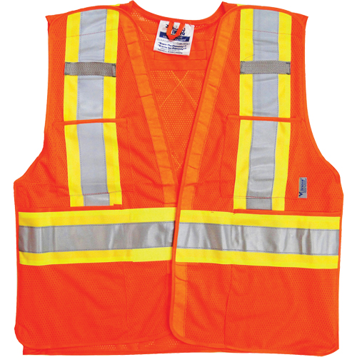 Vestes de s&eacute;curit&eacute; pour la circulation, Orange haute visibilit&eacute;, Grand/T-Grand, Polyester Waymarc Industries Inc