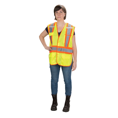 CSA Compliant High Visibility Surveyor Vest, High Visibility Lime-Yellow, Large, Polyester Waymarc Industries Inc