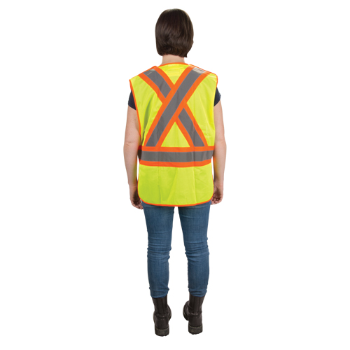 CSA Compliant High Visibility Surveyor Vest, High Visibility Lime-Yellow, Large, Polyester Waymarc Industries Inc