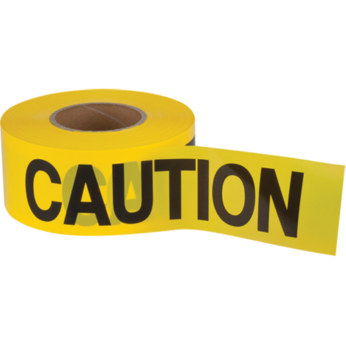 "Caution" Barricade Tape, English, 3" W x 1000' L, 1.5 mils, Black on Yellow Waymarc Industries Inc