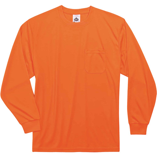 GloWear 8091 Non-Certified Long Sleeve T-Shirt, Polyester, Small, High Visibility Orange Waymarc Industries Inc