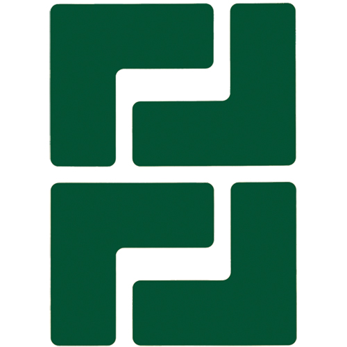 Floor Corner Marks, L, 5" L x 2" W, Green, Polyester Waymarc Industries Inc