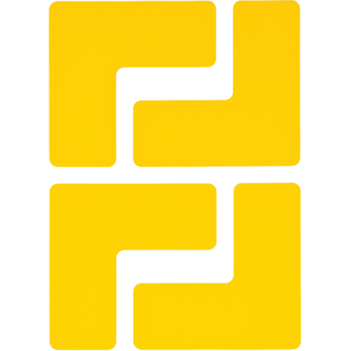 Floor Corner Marks, L, 5" L x 2" W, Yellow, Polyester Waymarc Industries Inc