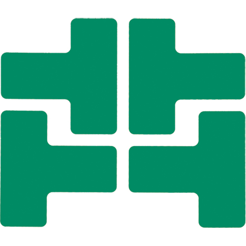 Floor Corner Marks, T, 5" L x 2" W, Green, Polyester Waymarc Industries Inc