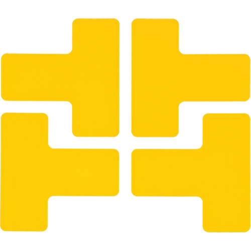 Autocollants pour d&eacute;limitation des coins sur le sol, T, 5" lo x 2" la, Jaune, Polyester Waymarc Industries Inc